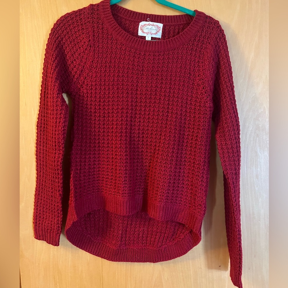 red knit sweater
